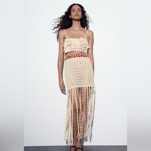Zara Fringed Crochet Skirt
